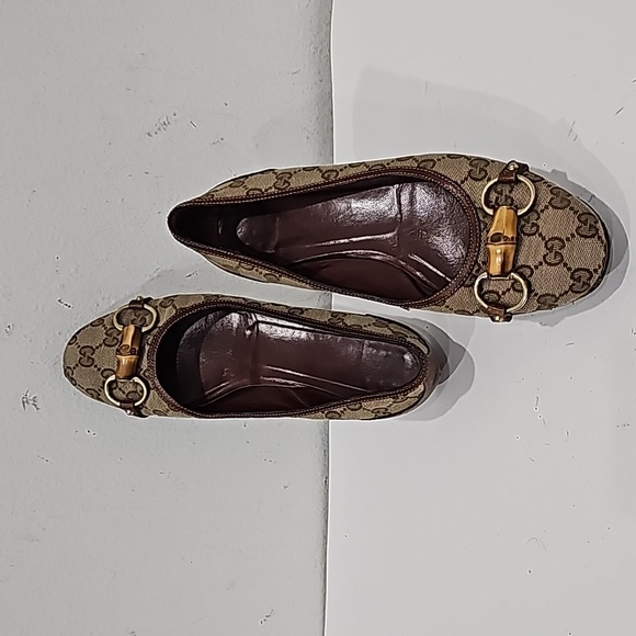Gucci women flats brown canvas GG signature Horsebit size 9B - Picture 14 of 14